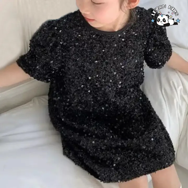 LEZONKIDS - 2024 ODM OEM Spring Summer Kids Birthday Party Dress Teen Girl Sequin Dress for 3 to 12T Girls